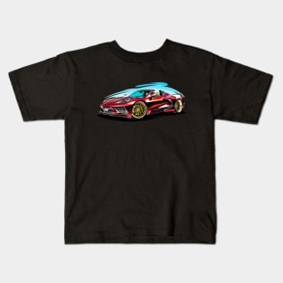 Red Mist HTC C8 Corvette Supercar Racecar Muscle Car Red Hardtop Convertible Corvette C8 Kids T-Shirt